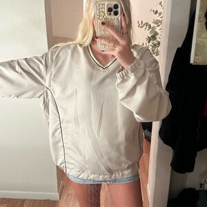Beige V-Neck windbreaker
